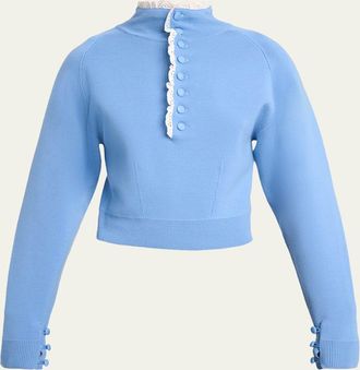 Chlo&eacute; Wool Knit and Lace Pullover