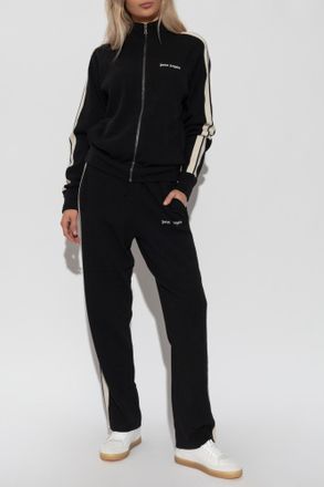 Palm Angels Cardigan With Embroidered Logo, Womens, Black