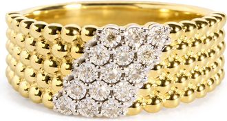 House of Brilliance Yellow Gold Vermeil 1/10 Cttw Diamond Beaded Band Ring
