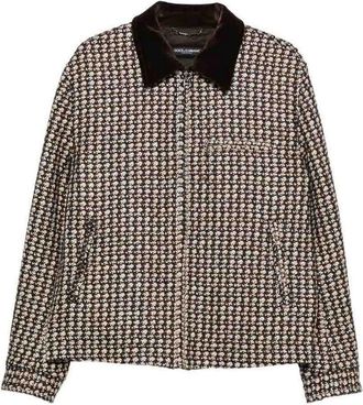 Dolce & Gabbana Houndstooth Jacket In Virgin Wool And Silk