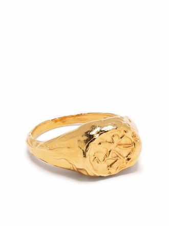 ALIGHIERI Sagittarius signet ring - women - 24kt Gold Plated Sterling Silver - M