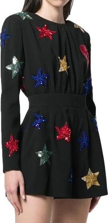 Saint Laurent Black Embroidered Runway Playsuit Size M