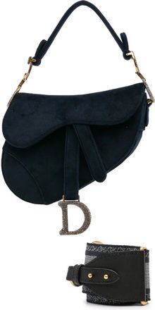 Dior Hobo Bags - 2020 Mini Velvet Crystal Saddle - Gr. unisize - in Blau - für Damen
