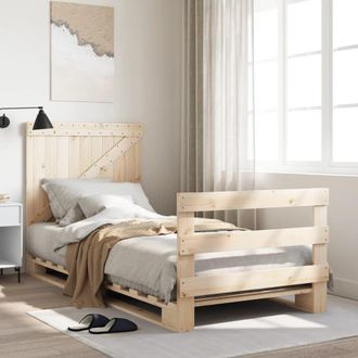 Berkfield Home Bed Frame without Mattress with Headboard 90x200 cm Solid Wood in Brown