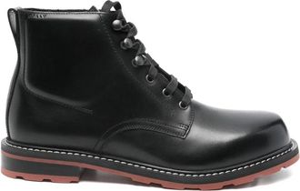 Bally Black Minimalist Lace-Up Leather Ankle Boots