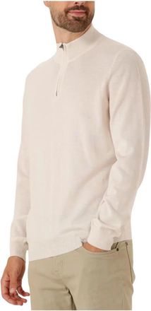HUGO BOSS Truien & Vesten, Heren, Beige, L, Wol, Ebenji Ritskraag Trui