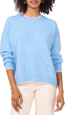 Vince Camuto Tipped Crewneck Sweater in Blue Hthr at Nordstrom, Size Xx-Small