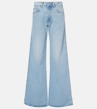 Coperni Leather-trimmed wide-leg jeans