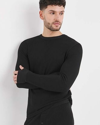 Jacamo Black Thermal Long Sleeve T-Shirt