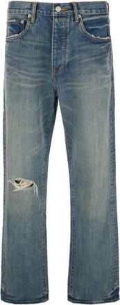 Purple Jeans, Heren, Blauw, W33, Denim, Vintage Blauwe Ripped Detail Jeans