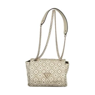 Guess Shoulder Bags, female, Beige, Size: ONE SIZE Rianee Chain Shoulder Handbag