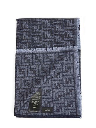 Fendi FF Jacquard Wool Scarf - Blue