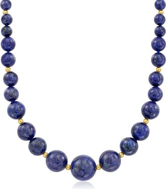 Ross-Simons 6-13mm Lapis Bead Graduated Necklace With 14kt Yellow Gold