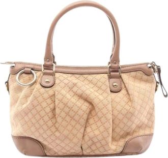 Gucci Pre-owned Handbags, female, Beige, Size: ONE SIZE Pre-owned Vintage Canvas Handbag
