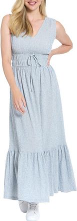 London Times Sleeveless Tiered Maxi Dress in Blue/Cream at Nordstrom Rack, Size X-Large