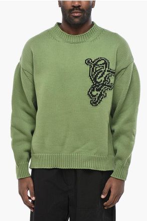 Off-white Cotton-Blend Knit NATLOVER CHUNKY With Jacquard Logo size M