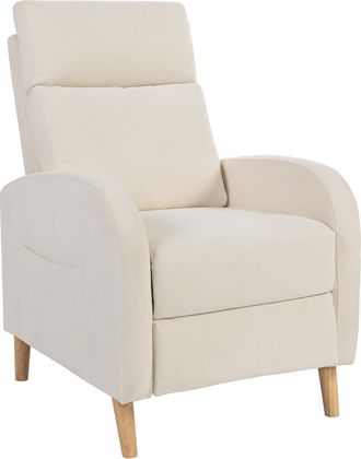 OEM Sill&oacute;n Relax Reclinable Tapizado En Lino Sint&eacute;tico Con Reposapi&eacute;s Y Bolsillos Laterales Carga 135 Kg Crema