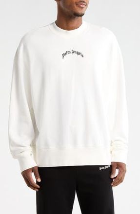 Palm Angels Logo Cotton Sweatshirt in White at Nordstrom Rack, Size Xx-Large