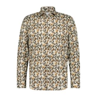 State of Art Overhemden, Heren, Geel, M, Katoen, Gele Bedrukte Vrijetijdsshirt