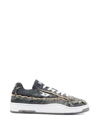 Diesel Distressed Denim Sneakers With Frayed Edges And Translucent Outsole