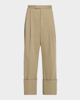 Thom Browne Men & apos;s Cotton High-Rise Pleated Wide Leg Trousers