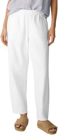 Eileen Fisher Organic Cotton & Organic Linen Ankle Lantern Pants in White at Nordstrom, Size Xx-Small