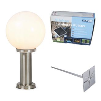 QAZQA Qazqa + Retro/vintage L&aacute;mpara De Exterior Acero Inoxidable 50 Cm - Sfera Con Pincho De Tierra Y Pasamuros Pl&aacute;stico / Redonda Adecuado Para Led Max. 1 