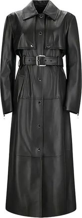 Sportmax Jassen, Dames, Zwart, S, Leer, Leren Trenchcoat