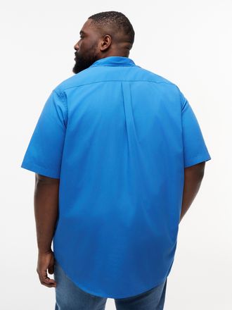 Tommy Hilfiger Big & Tall Kurzarmhemd BT-FLEX POPLIN SOLID, Herren, Gr. 4XL, N-Gr, blau orbit, Web, Obermaterial: 100% Baumwolle, TOMMY HILFIGER BIG & TALL, regular fit normal,