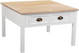 Wanderlust Deco Wanderlust Deco - Mesa De Centro De Madera De 2 Caj&oacute;nes Blanca 80x80x50