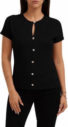 Cyrus Keyhole Button-Front Rib Top in Black at Nordstrom Rack, Size X-Large