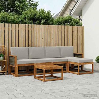 vidaXL Vidaxl Set Di Divani Da Esterno 6 Pz Naturale E Grigio Chiaro