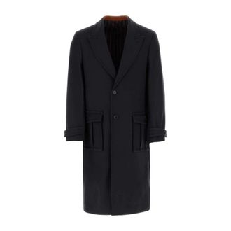Etro Donkerblauwe Wollen Blend Jas - Heren - Mantel - Blauw - 2XL - Wol - Jassen