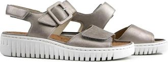 Waldl&auml;ufer Zilveren Dames Sandaal Brede Pasvorm - Dames - Sleehakken - Grijs - 41 1/2 EU - Leer - Schoenen