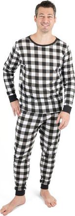 Leveret Mens Cotton Plaid Matching Family Holiday Pajamas in Plaid Black & White at Nordstrom, Size 4X-Large