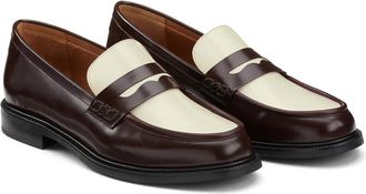 La Redoute Collections Tweekleurige leren loafers, Signature SIBYLLE