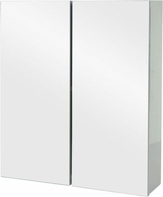 Hhg Nunca usado] Armario con espejo HHG 807b, armario de baño armario de pared, 2 estantes alto brillo certificado mvg 70x60x16cm, gris