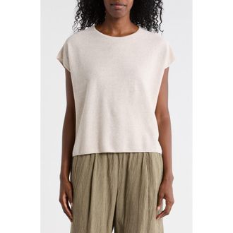 Eileen Fisher Cap Sleeve Organic Linen & Organic Cotton Sweater in Unnatural at Nordstrom Rack, Size X-Small