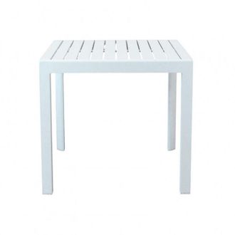 No Brand Tavolo quadrato 80x80 cm in alluminio con piano a doghe e piedi regolabili Alley - Bianco