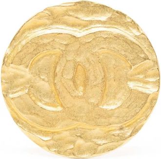 Chanel Spilla con logo CC placcata oro 1994