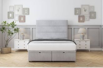 Sloomy Texas Naples Ottoman Bed Set With 26 Strutted Headboard in Silver | Size: King