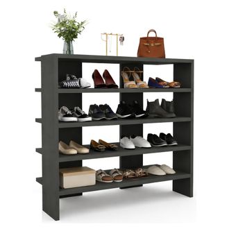 Dmora Zapatero Offida, Armario Para 16 Pares, 5 Estantes, 4 Compartimentos, 76x31x72h Cm Negro