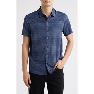Robert Barakett Ranger Short Sleeve Knit Button-Up Shirt in Navy at Nordstrom Rack, Size Xx-Large