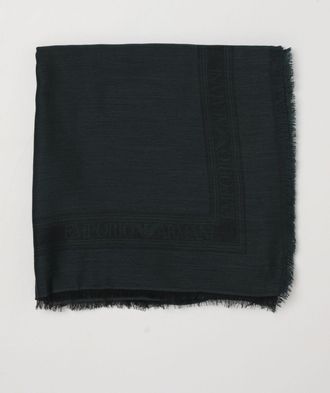 Emporio Armani Modal and Viscose Blend Scarf with Logo Pattern