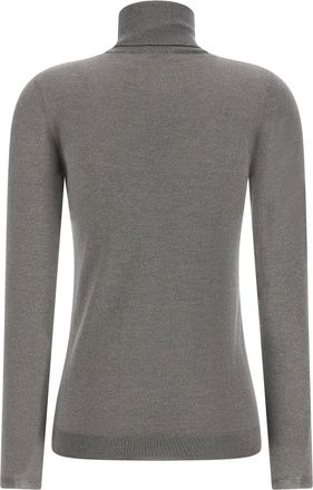 Brunello Cucinelli Shaved Cashmere and Silk with Lam&eacute; Sweater - Gray