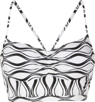 Amir Slama wave-print crop top - women - Polyimide/Elastane - GG - White