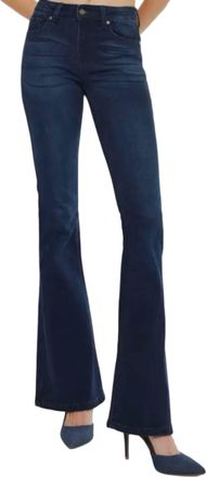 Kancan Womens Mid Rise Flare Jeans In Dark Denim