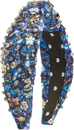 Lele Sadoughi Greta Liberty Crystal Knotted Headband in Indigo Garden at Nordstrom