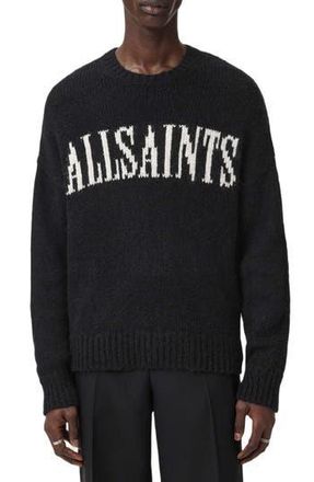 AllSaints Stoke Logo Crewneck Sweater in Black/Ecru White at Nordstrom Rack, Size Xx-Large