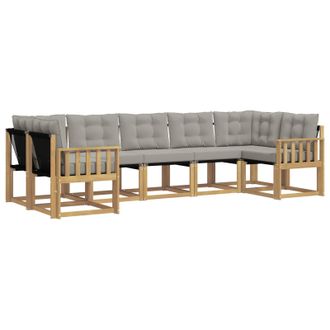 vidaXL Conjunto De Sof&aacute;s De Exterior 7 Pcs Blanco Y Gris Claro Vidaxl
